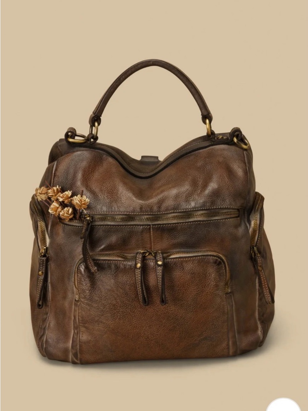 Vintage-Inspired Brown Leather Shoulder Bag
